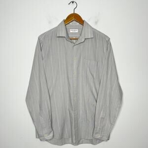 YVES SAINT LAURENT Menswear Button Down Dress Shirt Mens Size 16.5 34-35 Striped